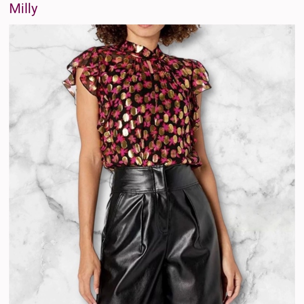 Milly pink and gold sheer blouse